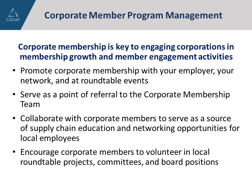 Corporate Member Program Management