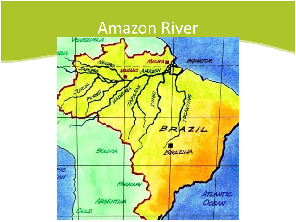 Крупнейшие притоки амазонки. Границы бассейна реки Амазонка на карте.