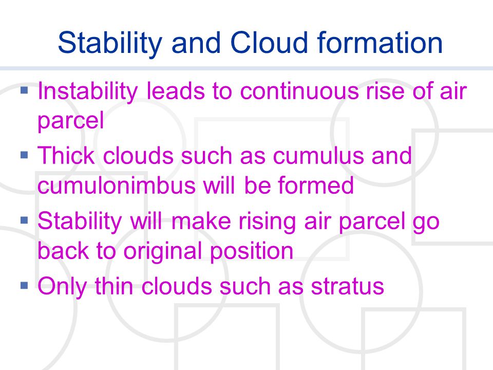 Stability and Cloud formation