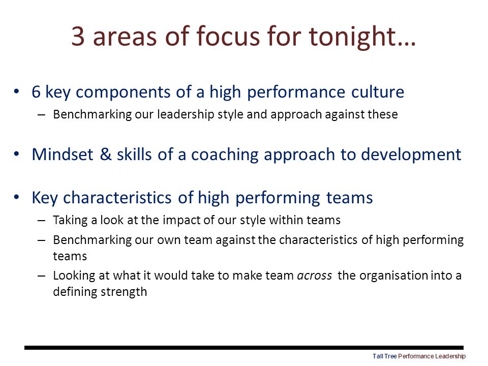 3 areas of focus for tonight…