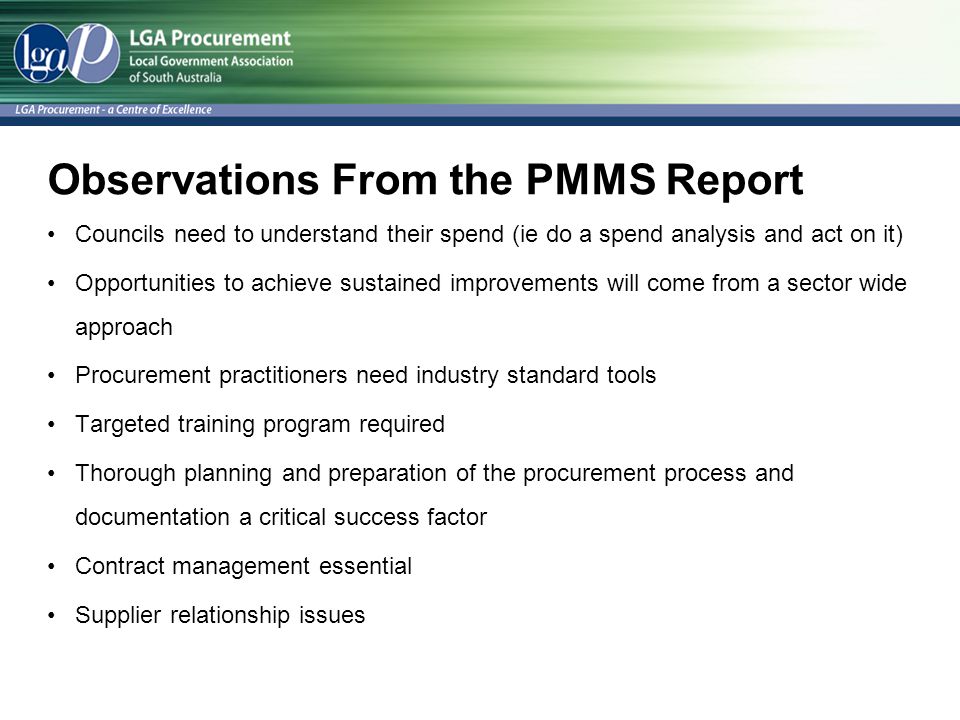 Observations From the PMMS Report