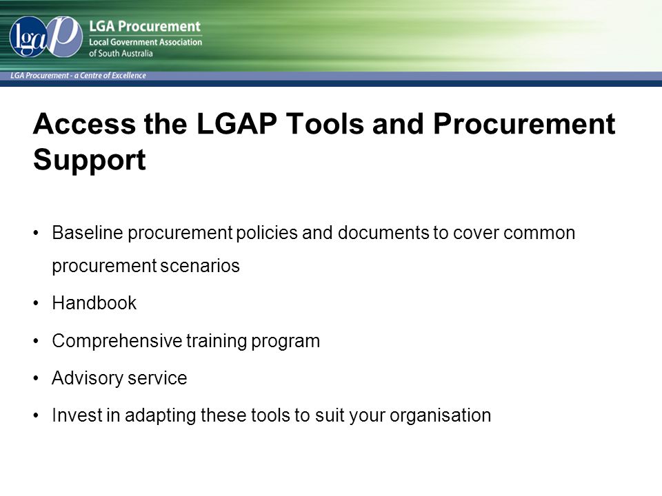 Access the LGAP Tools and Procurement Support
