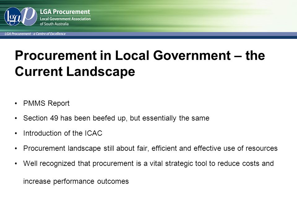 Procurement in Local Government – the Current Landscape