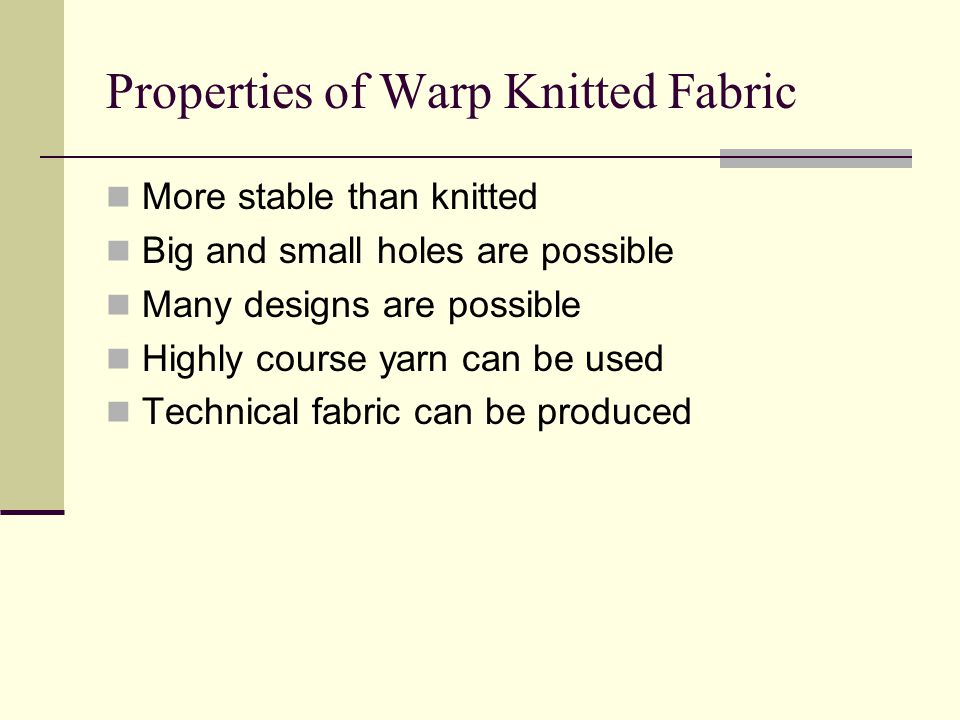 warp knitted fabric properties