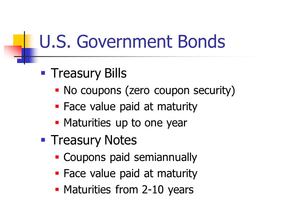 U.S. Government Bonds Treasury Bills Treasury Notes