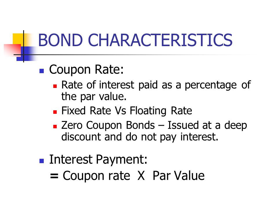 BOND CHARACTERISTICS Coupon Rate: Interest Payment: