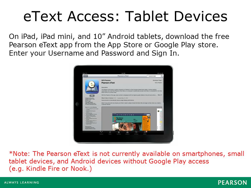 eText Access: Tablet Devices