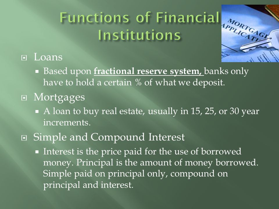 Functions of Financial Institutions