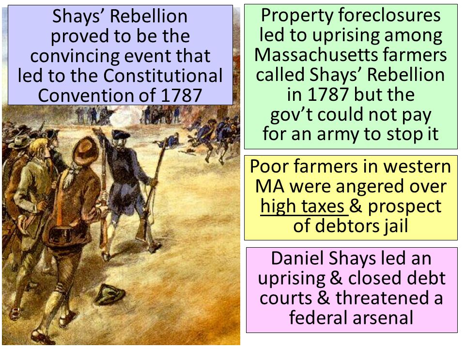 Shays’ Rebellion proved to be the convincing event that led to the Constitutional Convention of 1787
