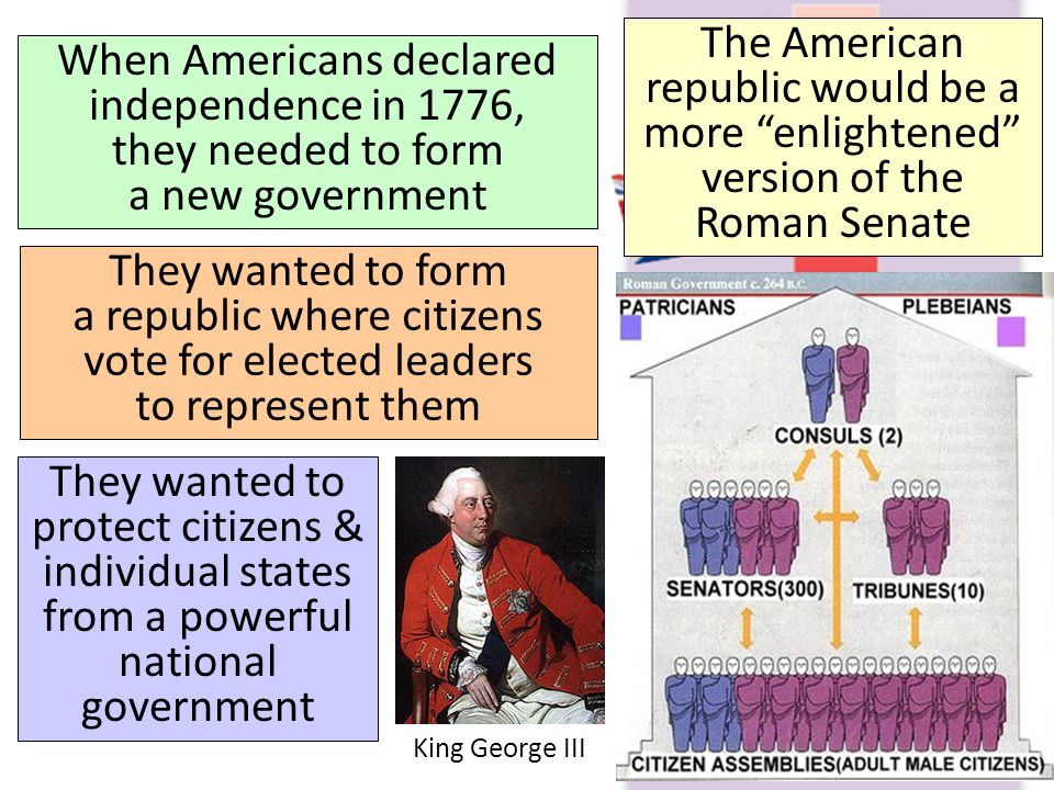 The American republic would be a more enlightened version of the Roman Senate
