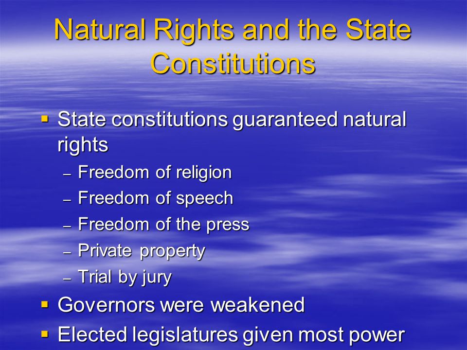 Natural Rights and the State Constitutions