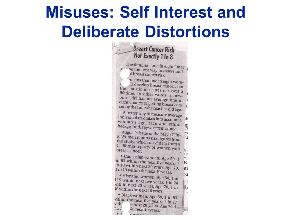 Misuses: Self Interest and Deliberate Distortions