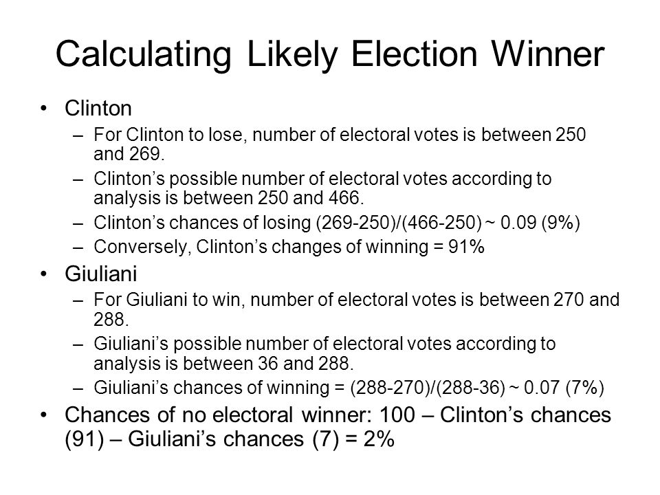 Calculating Likely Election Winner