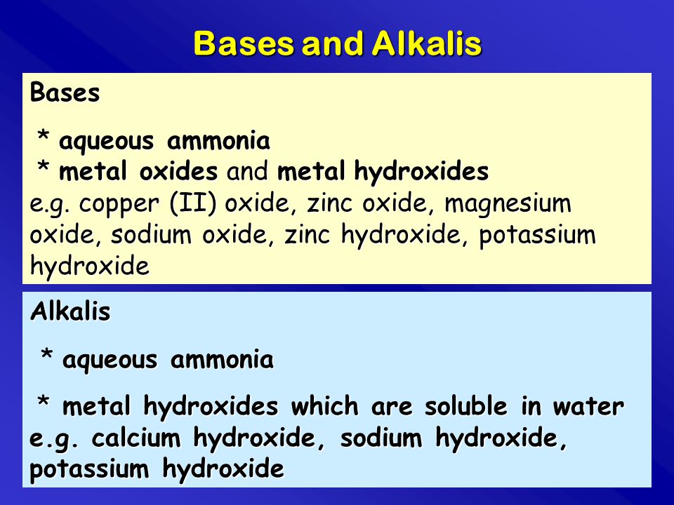 Bases and Alkalis Bases