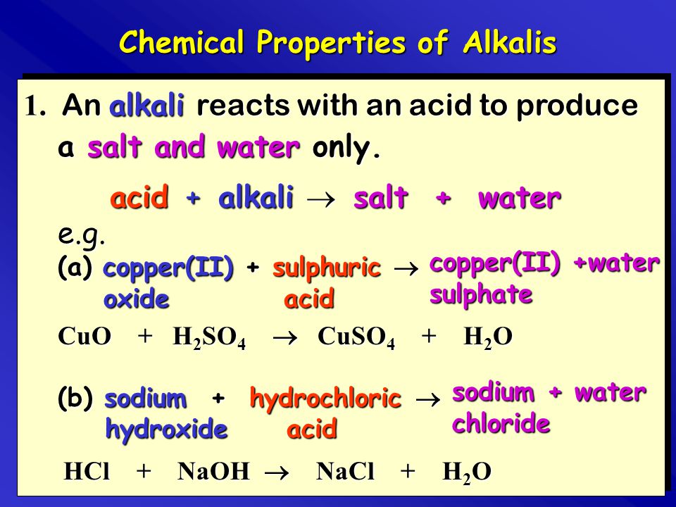 Chemical Properties of Alkalis