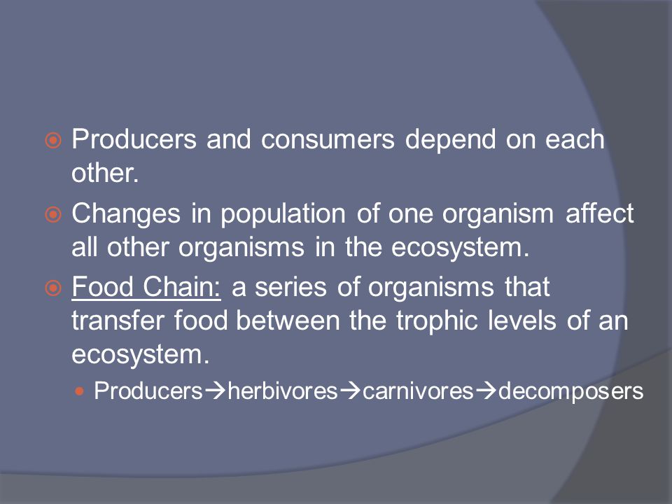 Producers and consumers depend on each other.
