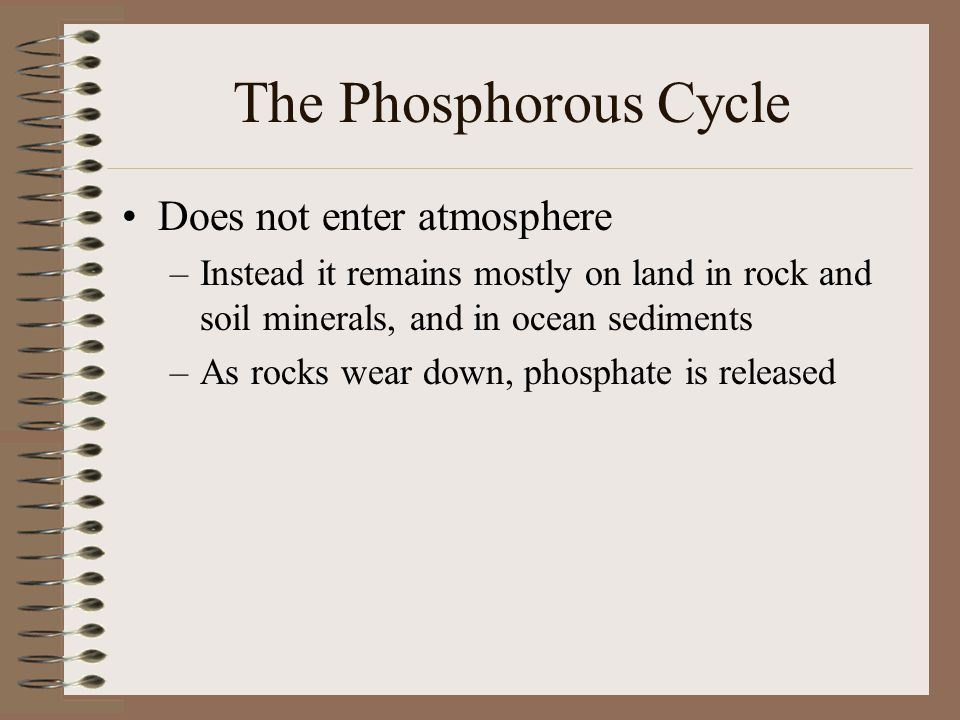 The Phosphorous Cycle Does not enter atmosphere