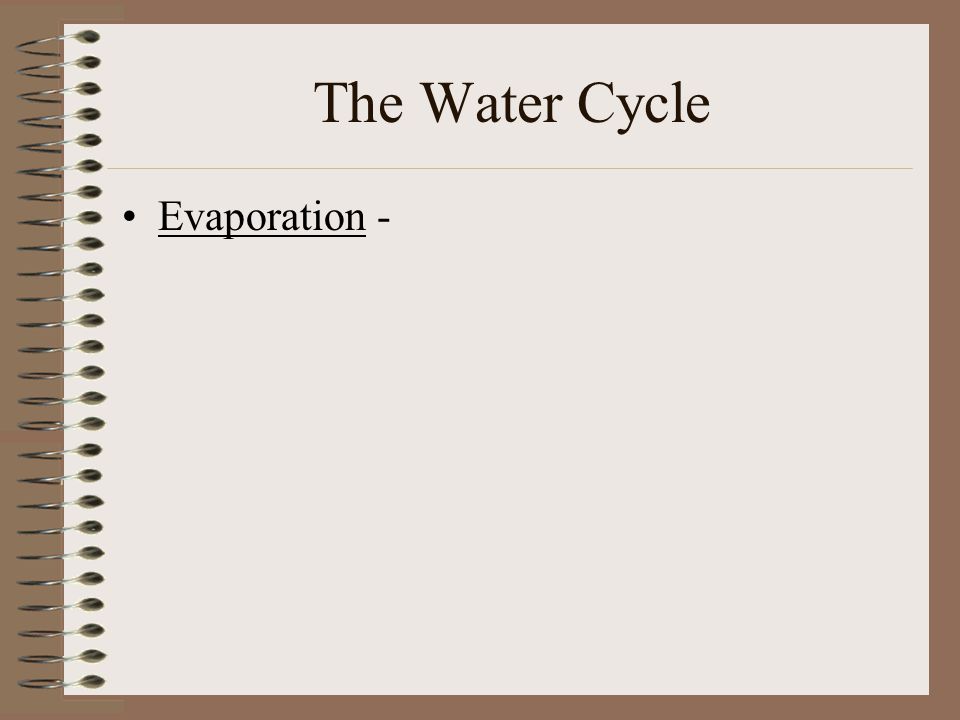 The Water Cycle Evaporation -