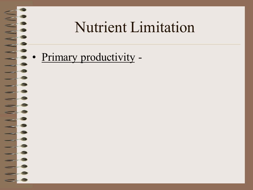 Nutrient Limitation Primary productivity -