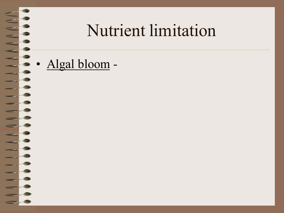 Nutrient limitation Algal bloom -