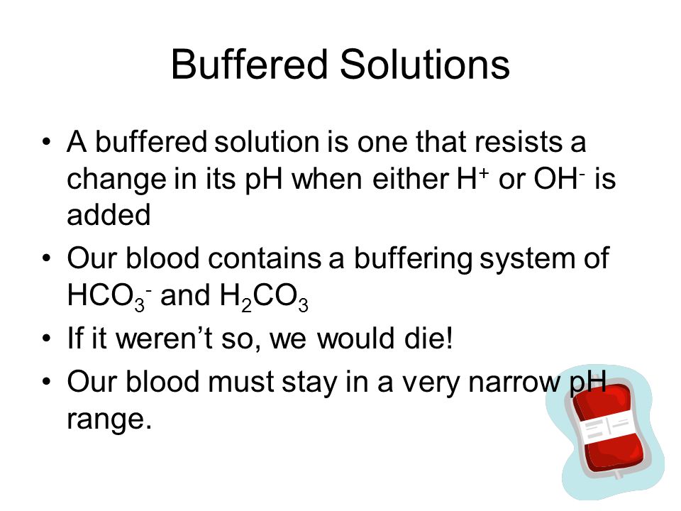 Buffered Solutions A buffered solution is one that resists a change in its pH when either H+ or OH- is added.