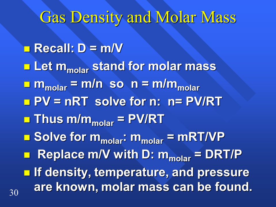 Gas Density and Molar Mass