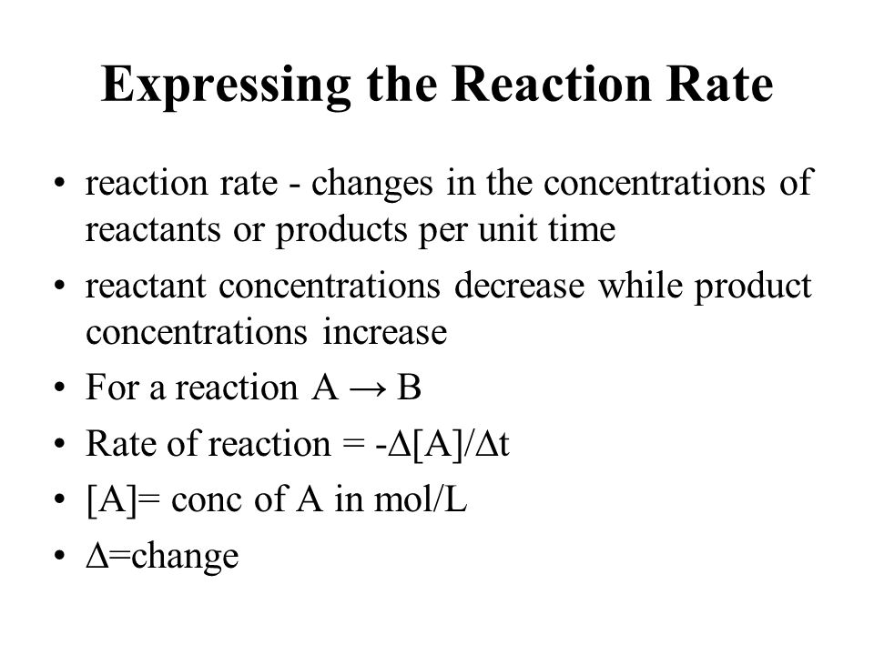 Expressing the Reaction Rate