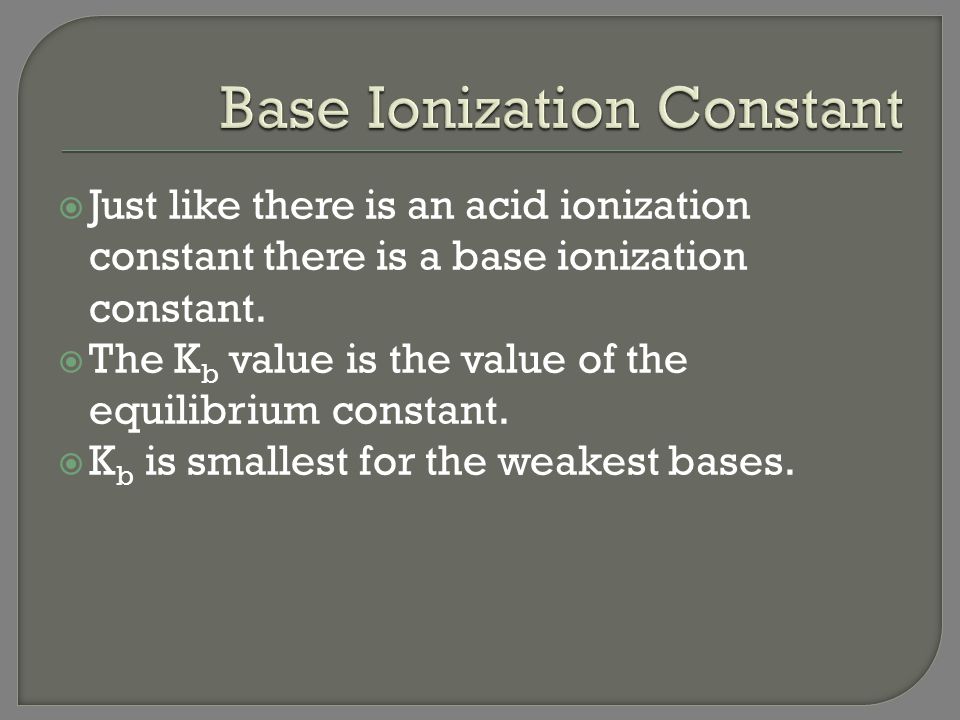 Base Ionization Constant
