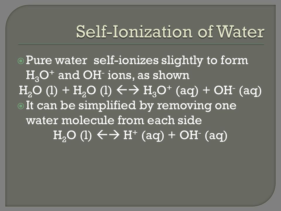 Self-Ionization of Water