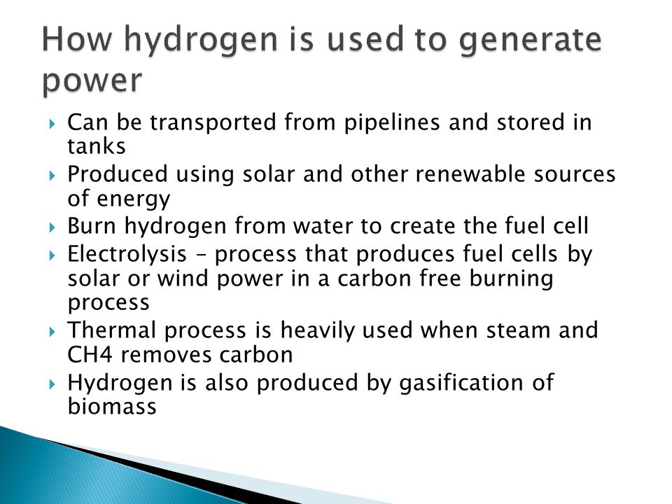 How hydrogen is used to generate power