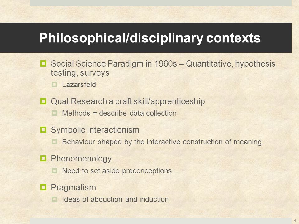 Philosophical/disciplinary contexts