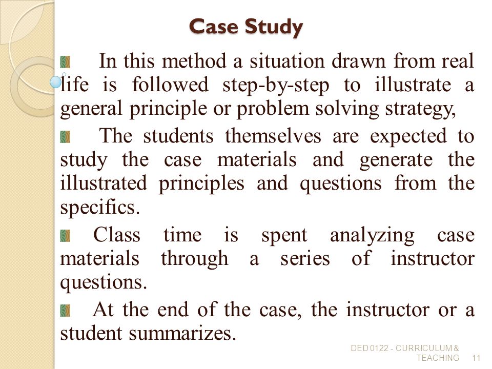 At the end of the case, the instructor or a student summarizes.