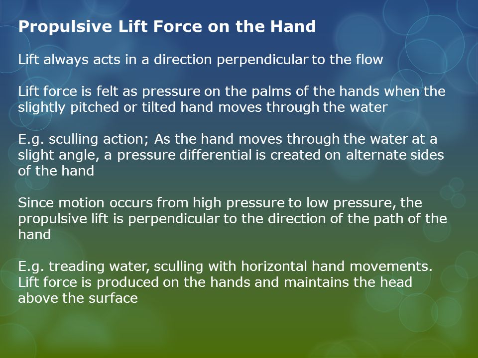 Propulsive Lift Force on the Hand
