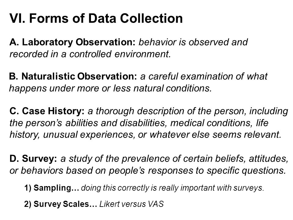 VI. Forms of Data Collection
