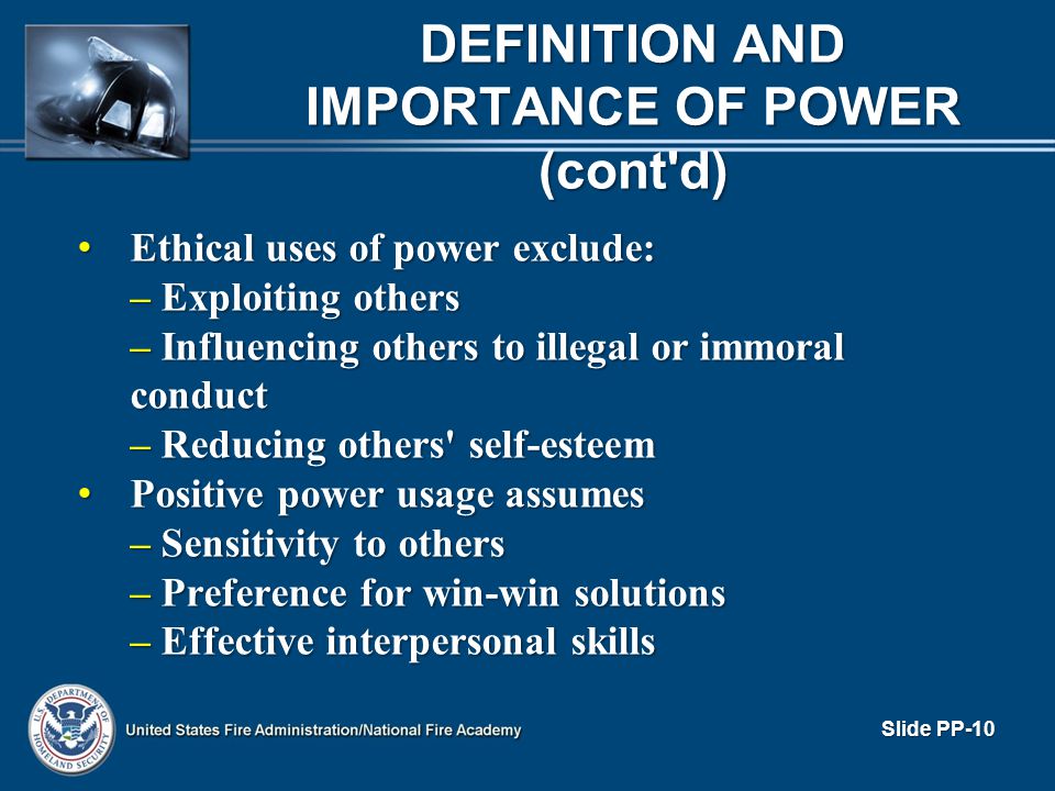 DEFINITION AND IMPORTANCE OF POWER (cont d)