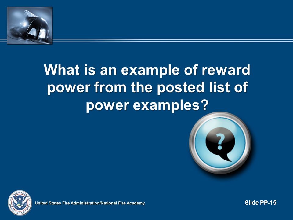 What is an example of reward power from the posted list of power examples