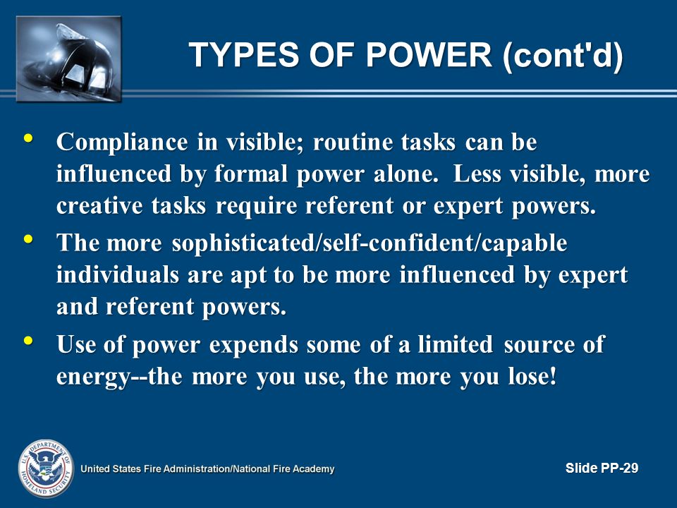 TYPES OF POWER (cont d)