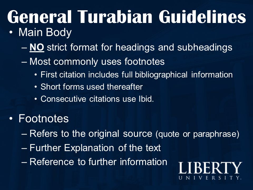 General Turabian Guidelines Ppt Video Online Download