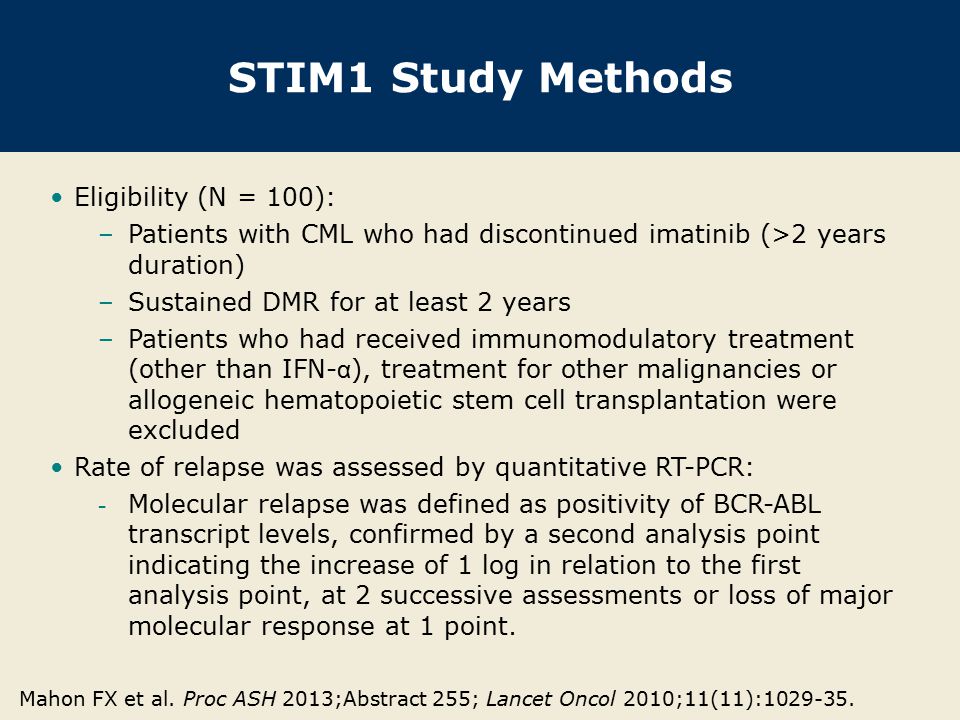 STIM1 Study Methods Eligibility (N = 100):
