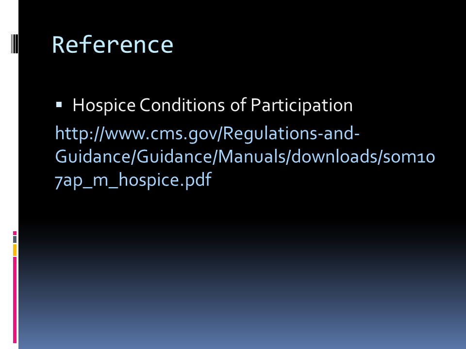 Reference Hospice Conditions of Participation
