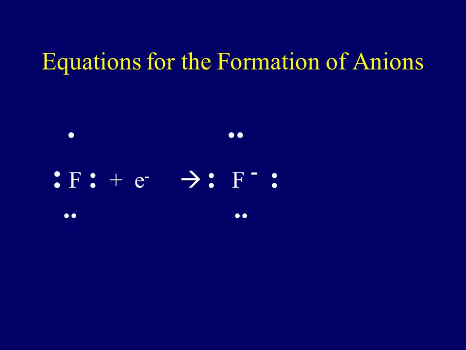 Equations for the Formation of Anions
