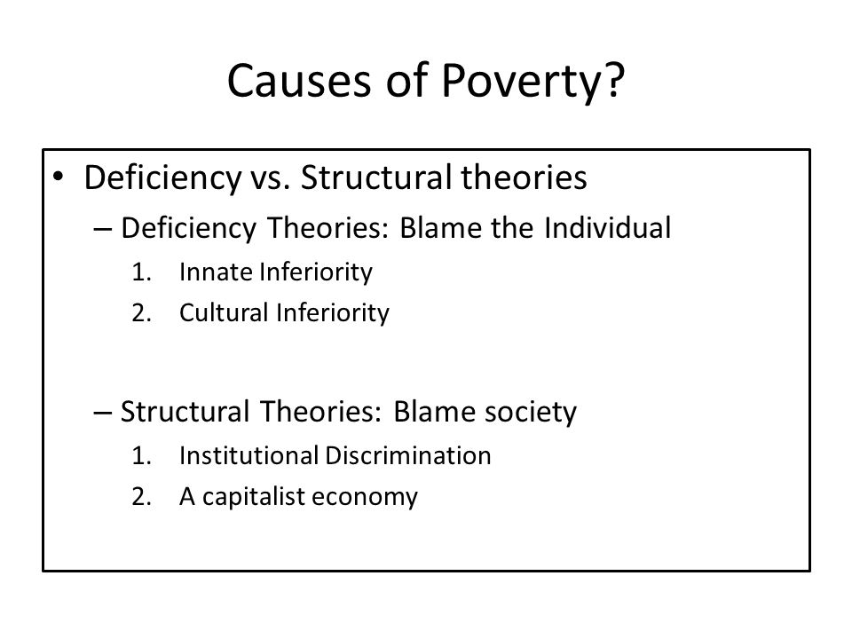 Causes of Poverty Deficiency vs. Structural theories