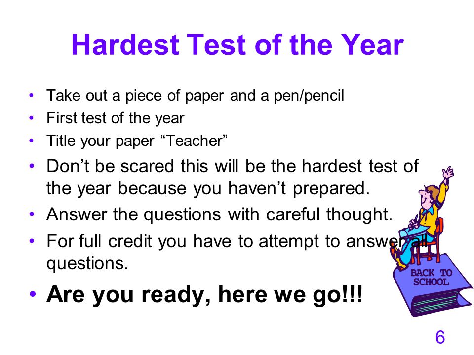 Hardest Test of the Year