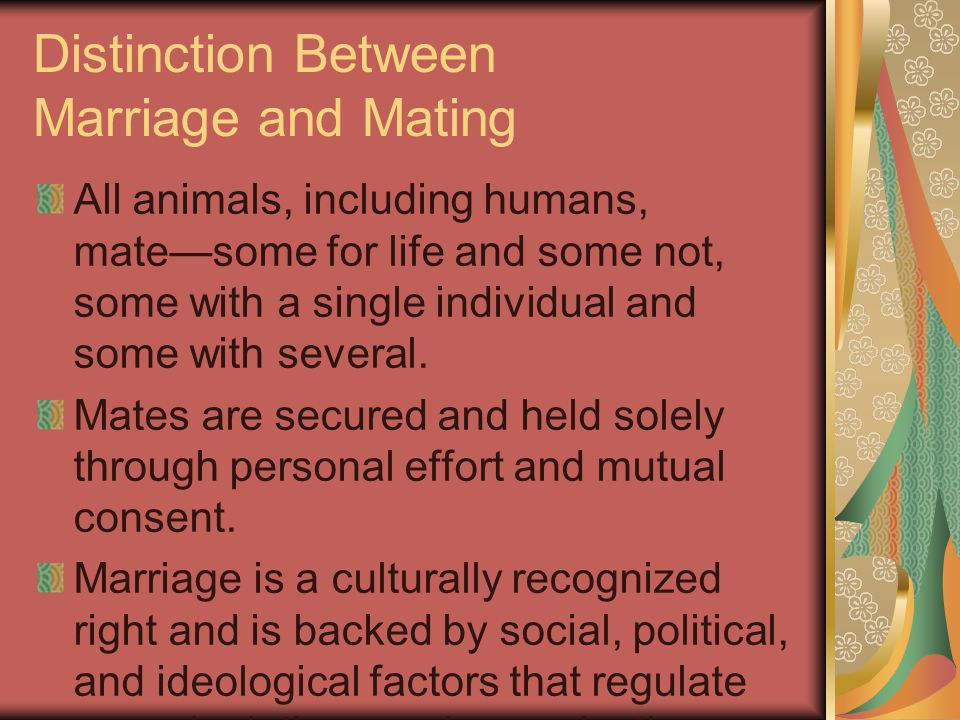 Distinction Between Marriage and Mating
