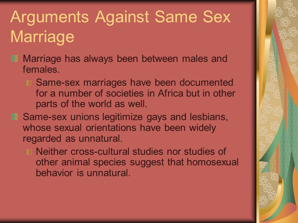 Arguments Against Same Sex Marriage