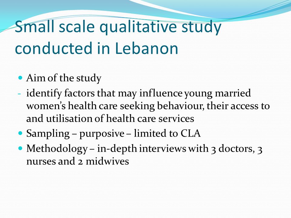 Small scale qualitative study conducted in Lebanon