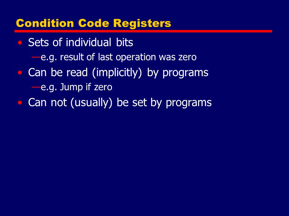 Condition Code Registers