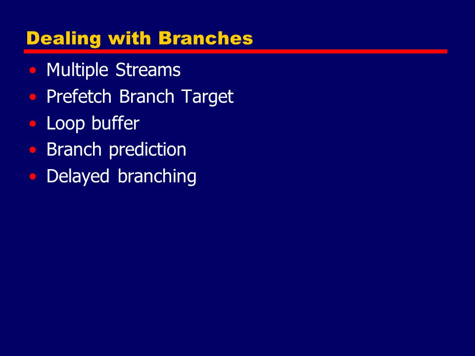 Prefetch Branch Target Loop buffer Branch prediction Delayed branching