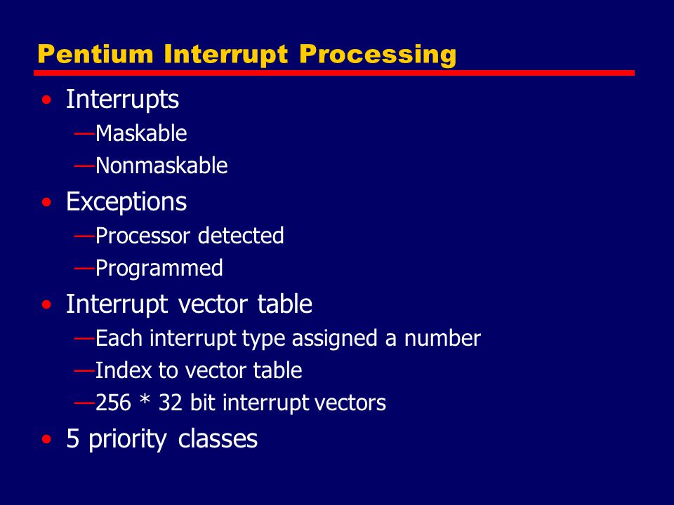 Pentium Interrupt Processing