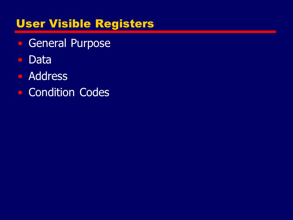 User Visible Registers